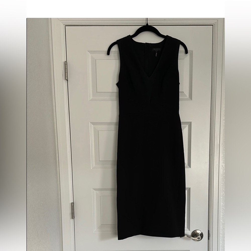 Rag & Bone Black Midi Stunning Dress with rose gold zipper